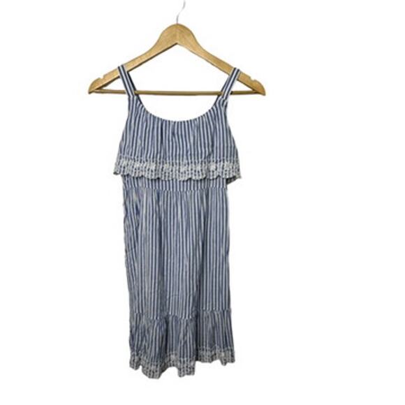 Old Navy Blue & White Embroidered Ruffle-Tiered Sundress Girl's Large 10-12 NEW - Picture 1 of 7